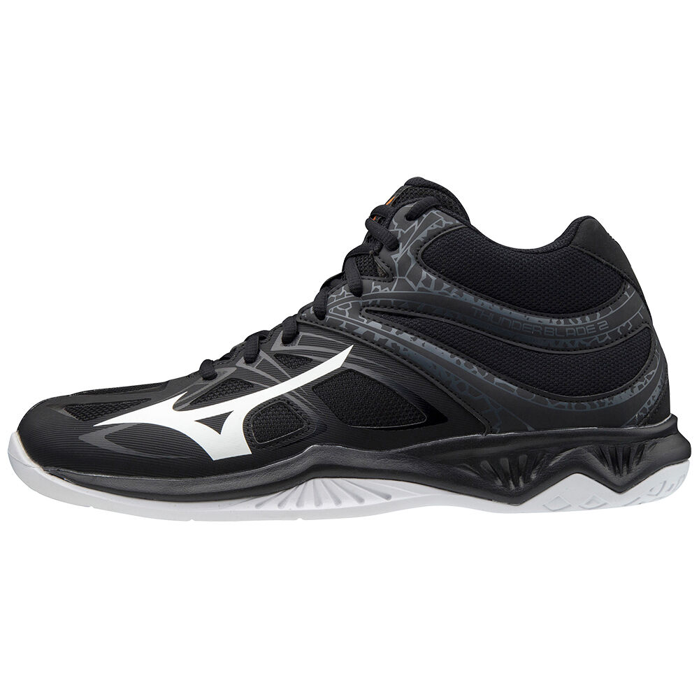 Zapatillas Voleibol Mizuno Thunder Blade 2 Mid Hombre Negras/Blancas España IDHK-29870